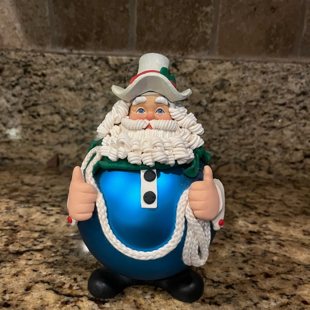 Festive Blue Santa Ornament - Picture 1 of 3